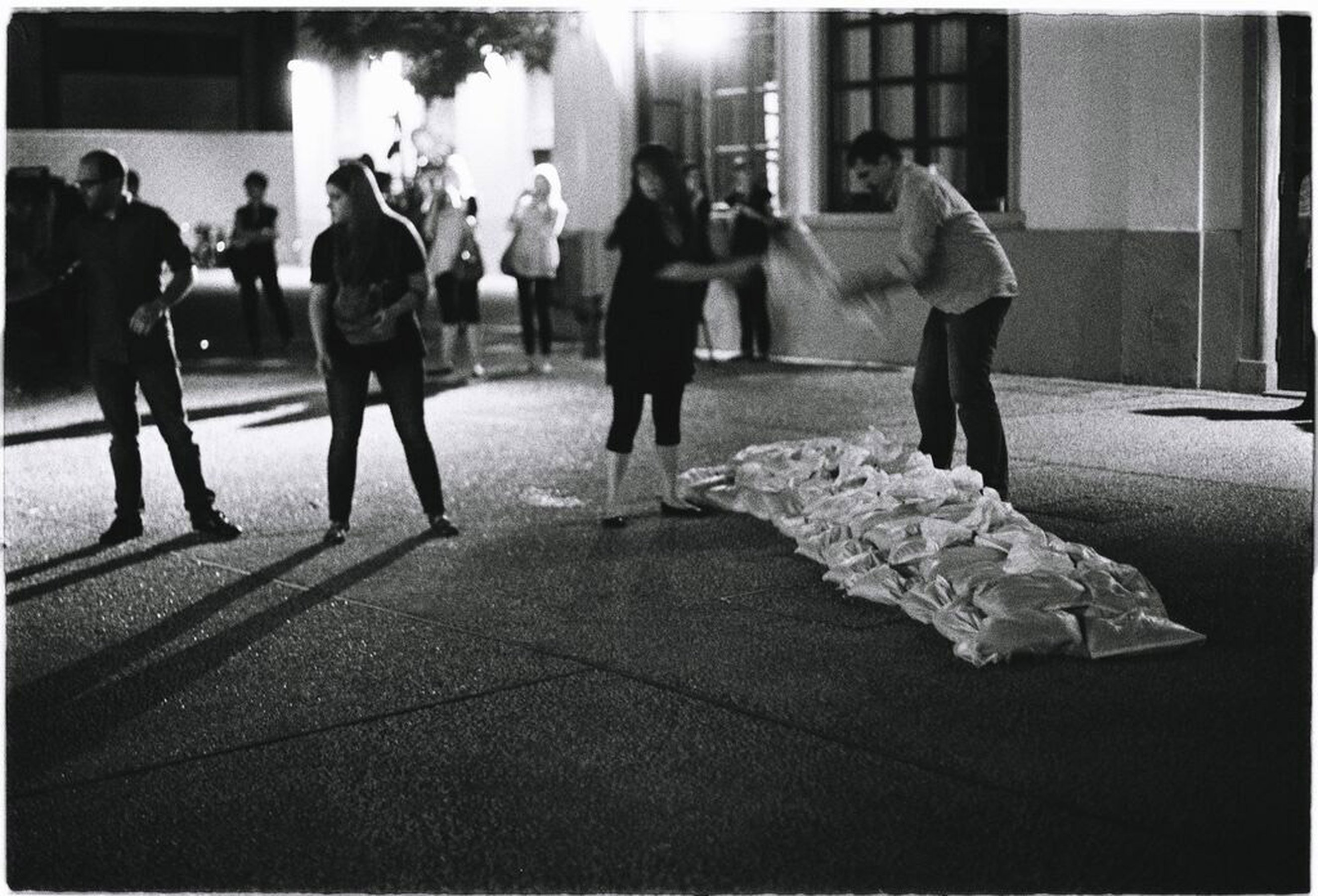 Action for a sandbag brigade - writing the borders of crisis, 2011 performance