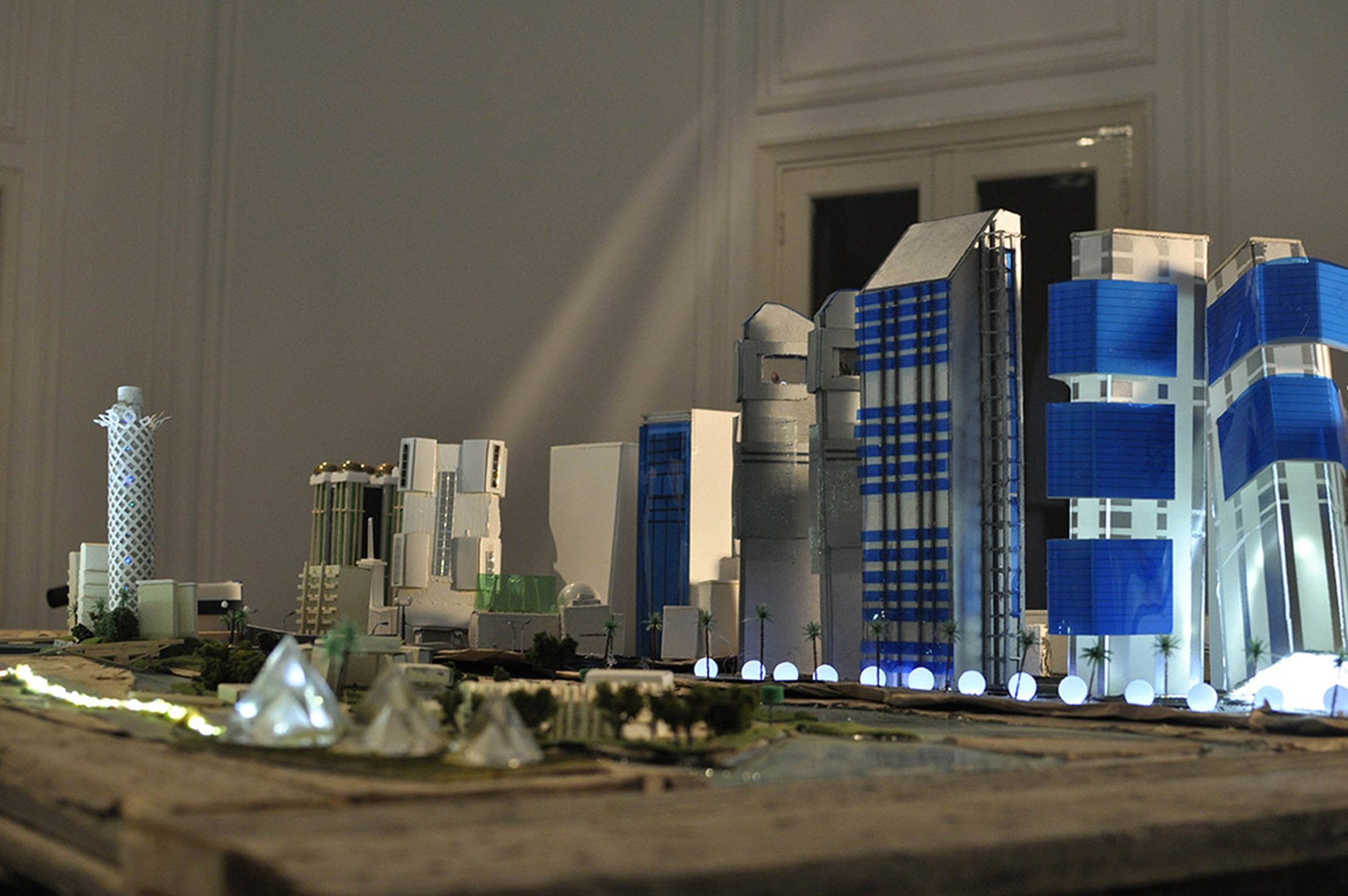 White Paper: the land, 2014 architectural model and video 175 × 265 × 125 cm; installation view at Casco, Beirut, 2014