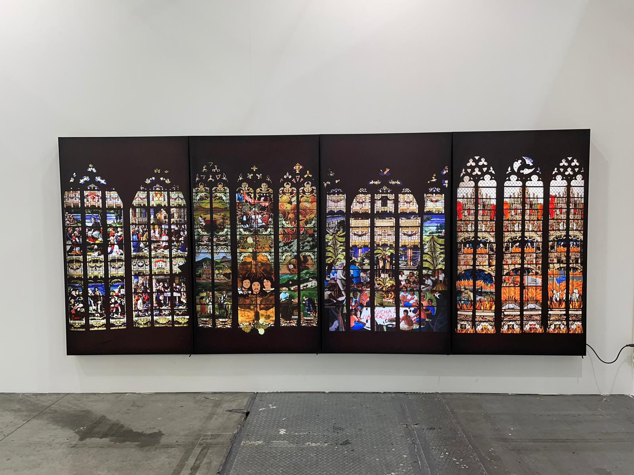 Daniela Ortiz Europe will kneel to receive the anti-colonial spirit, 2019, installation view at Artissima 2021