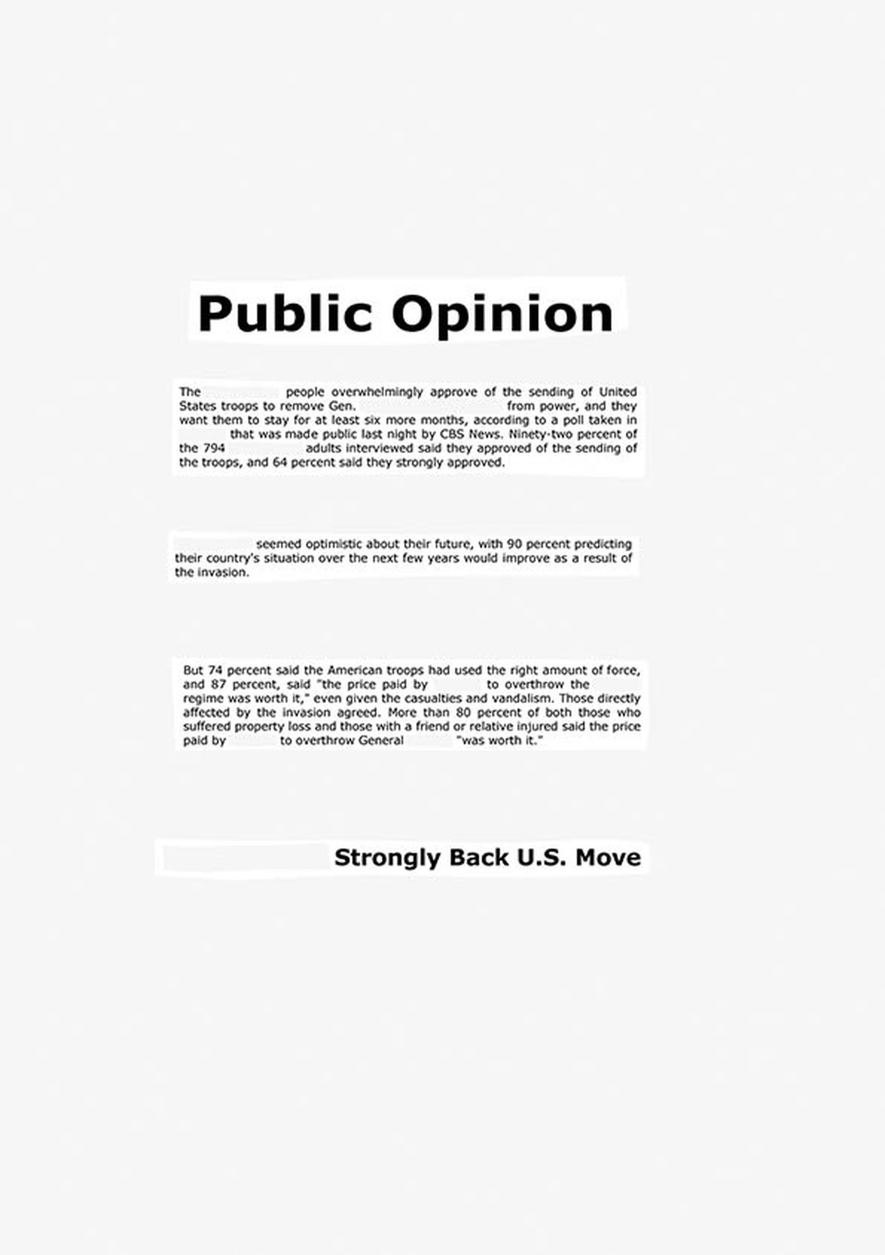 Siege of Khartoum, 1884. Public Opinion-Panamanians Strongly Back US Move, New York Times, 1990