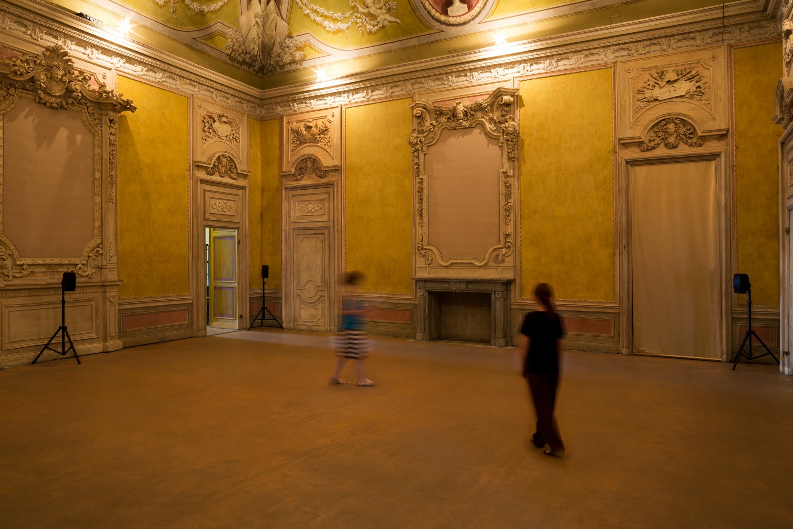 Unmade Film - The Voiceover, 2013 - 2014 Surround sound, dimming light - 29'30’’, Installation view at Castello Di Rivoli, 2015 Ph. Renato Ghiazza