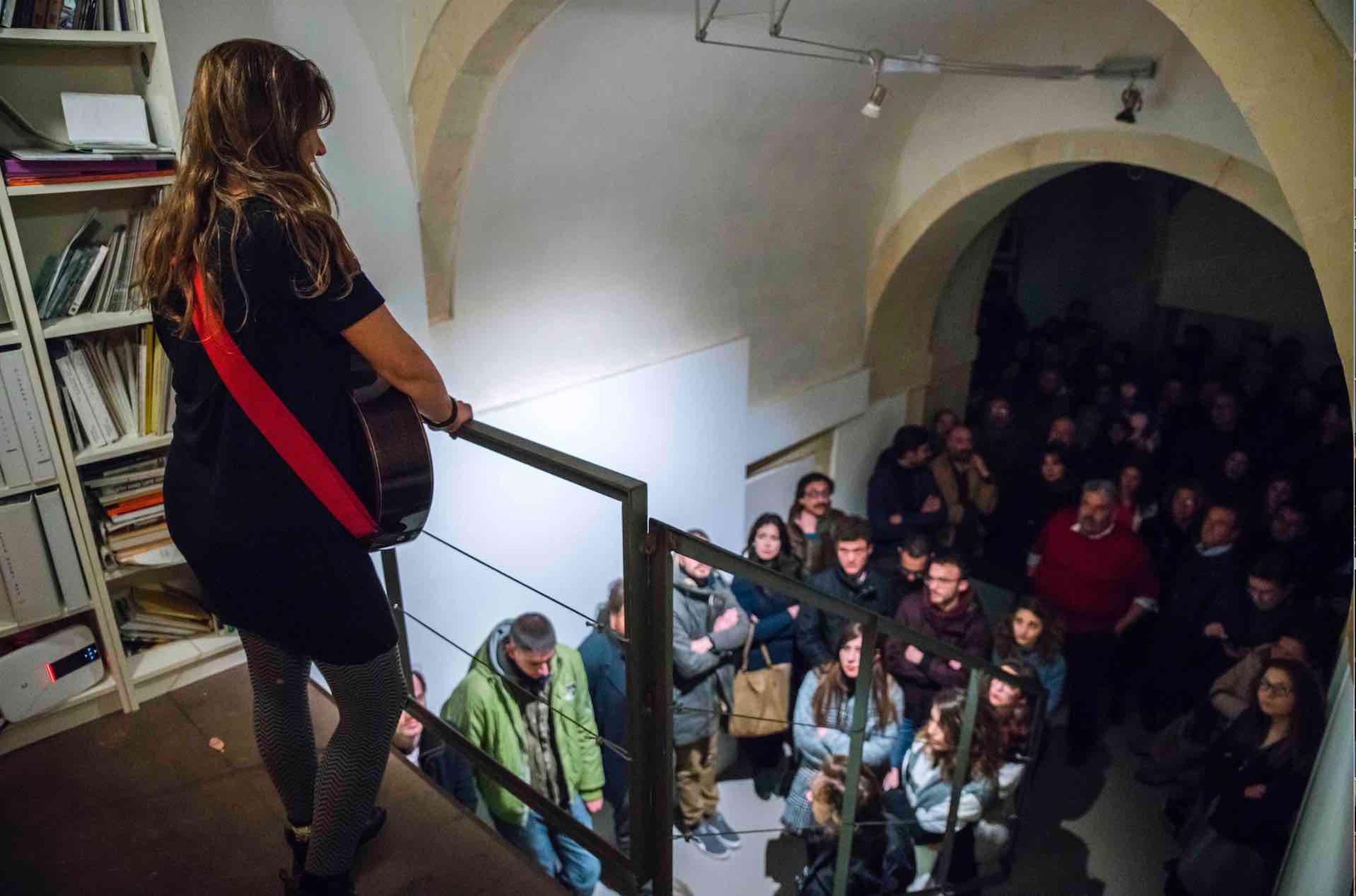 Artists Against Muos Installation view at Laveronica Arte Contemporanea, 2017 (Cantata NO MUOS by Matilde Politi) ph. Francesco Di Giovanni